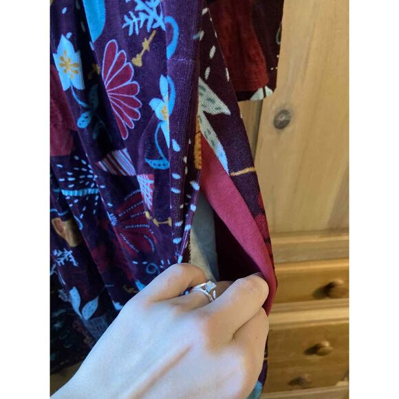 Gudrun Sjoden | Burgundy Velvet 3/4 Sleeve Holiday Dress | Large - Picture 3 of 5